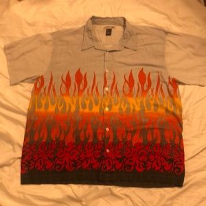 Men’s vintage flames button down short sleeve